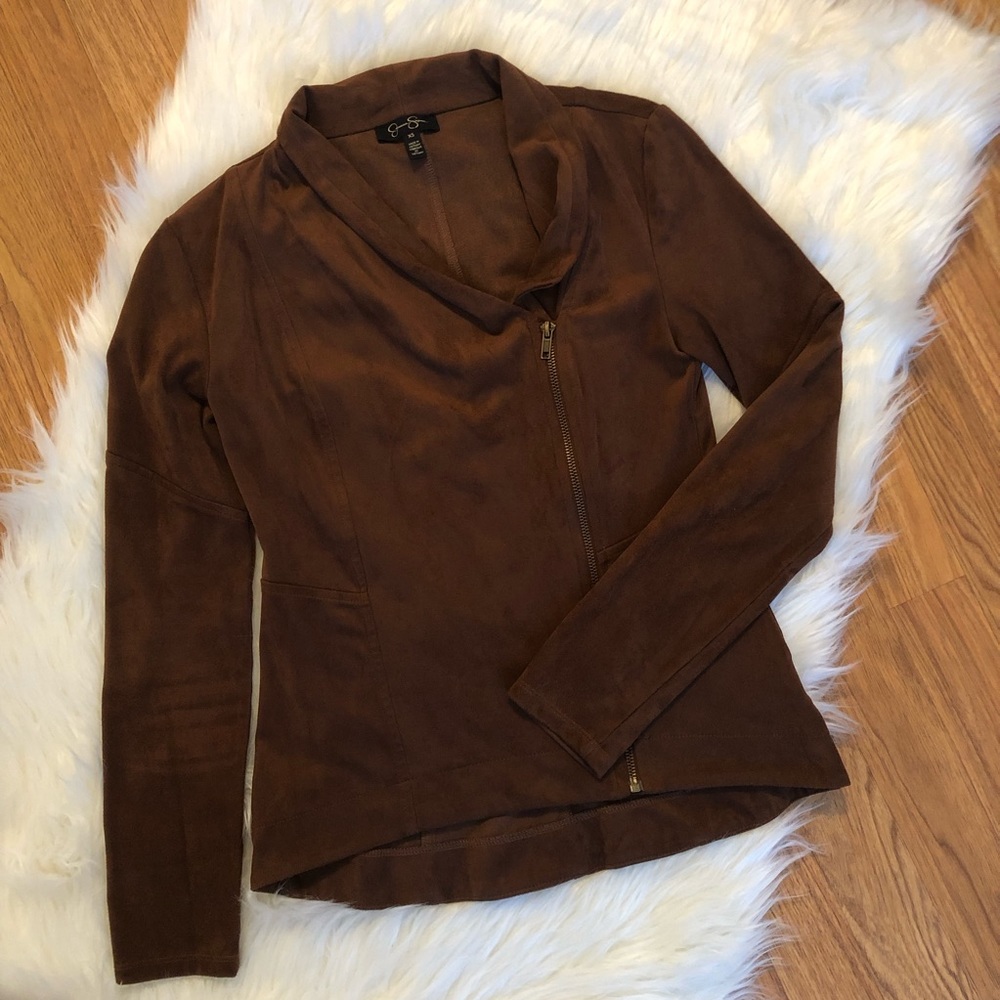 Jessica Simpson fitted suede like long sleeve top